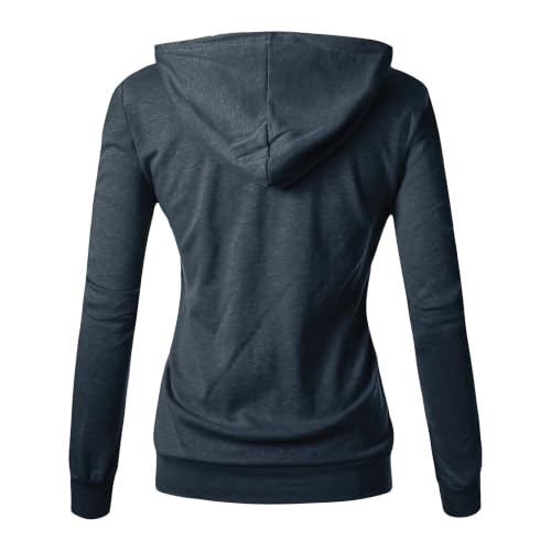 Image of GIVON Womens Casual Zip Up Hoodie Cotton Blend Soft Fabric Basic Layering Hooded Jacket with Kangaroo Pocket