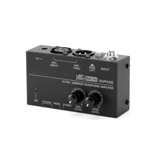 OUTFYT Amplificador DE Auriculares MA400, Mezclador de ampliación de micrófono Adecuado for transmisión de Voz/en Vivo,Compatibilidad Universal