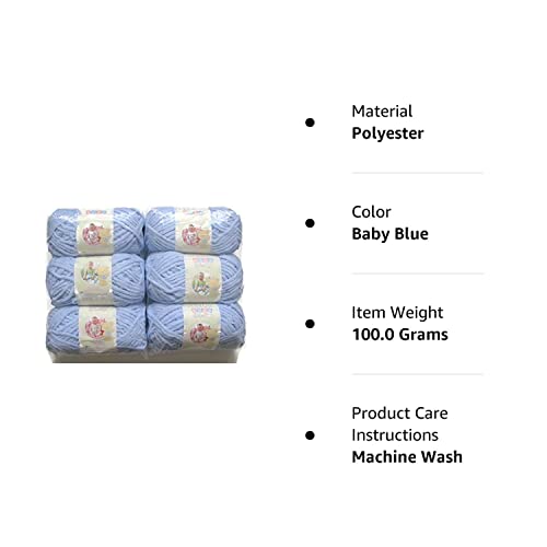 Bernat Baby Blanket Yarn, 3.5Oz, 6-Pack (Baby Blue 03202) #TOP4
