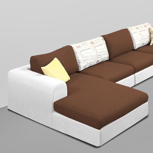 Image of Koza LHS 6 Seater L Shape Sofa Set for Living Room (Brown Grey Fabric) Premium Fabric Sofa
