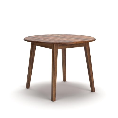Image of Signature Design by Ashley Dining Drop Leaf Table, 42-Inch Round, Brown | Dual 8-inch drop leaves transition from 26 to 42 inches, Space saving dining table seating up to 4, Berringer Series