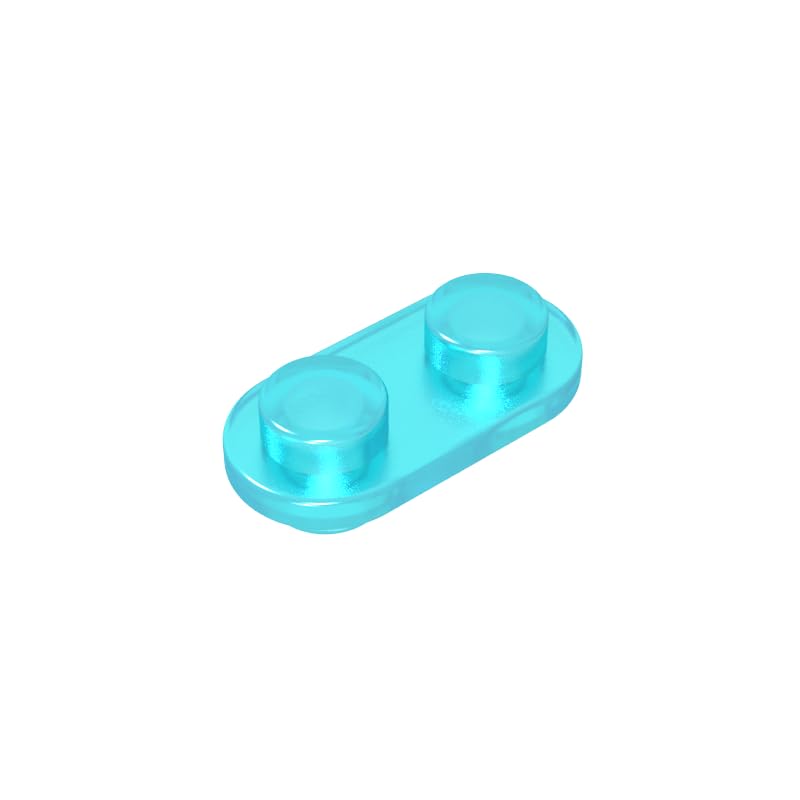 Circular Plate 1x2 Rounded Double-Sided Piece 50 Pieces GDS-90292 Compatible with Lego Building Blocks Color:Trans Light Blue โ image 1