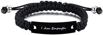 WSRYE Unisex I Am Enough Self Affirming Inspirational cuff Bracelet Recovery Mental Health Awareness Fearless Quote Wristband Graduation Positive Gift