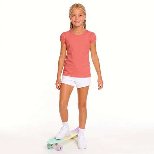 Image of Lilax Girls Short Puff Sleeve Cotton T-Shirt, Toddler & Little Girls Top | 95% Cotton Puff Sleeve Tee; Crewneck, Short Sleeve; Toddler & Girls Sizes 2T-12; for School, Play & Everyday; Machine Wash