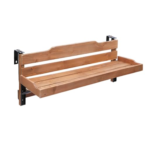 Mesa de balcón colgante de madera con barandilla ajustable y estantes