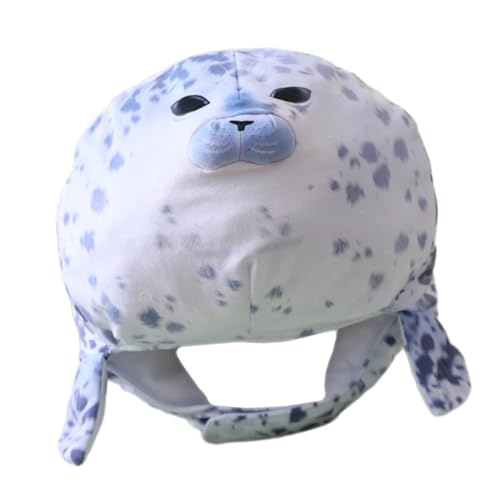Chapeau en peluche phoque accessoire de fête déguisement animal pour adulte