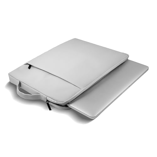 Image of RichAxis 13 inch Laptop Sleeve Cover Bag | Fits 12.5-13.3 inch Laptops & Tablet | Water-Resistant Fabric, Padded Interior | Ideal for Office, College & Travel (Light Grey, 13.3 Inch)
