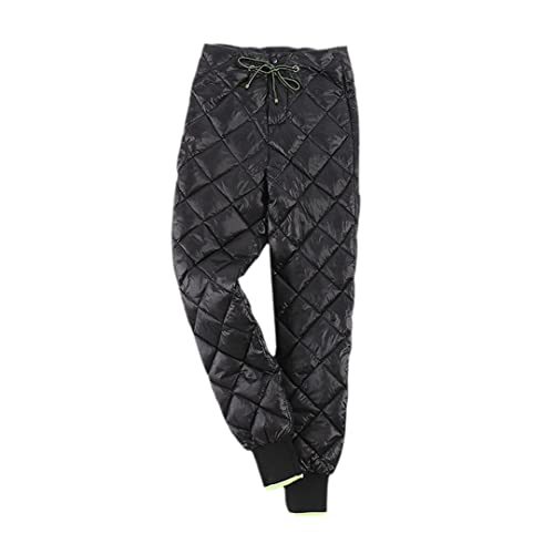 Pantalon en duvet de canard blanc pour femme style casual taille haute noir taille L