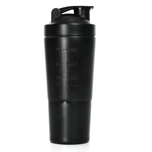 Image of SHIFTER Steel Shaker Bottles for Protein Shake, Gym Bottles for Men Protein Shaker Bottle for Gym Shaker Bottles for Gym Bottle Gym Water Bottle for Men Shaker Steel Shaker Bottle (BLACK-COMPARTMENT)