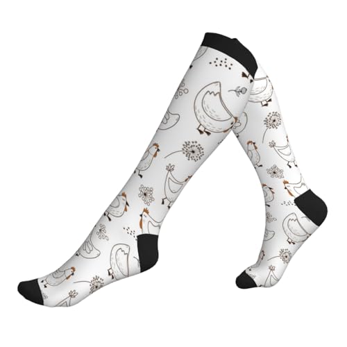 JDNFDR Calcetines para correr, con dibujos animados, lindos calcetines deportivos de diente de león de pollo, transpirables, antideslizantes, calcetines para caminar para mujeres de béisbol y todos