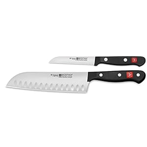 WÜSTHOF Gourmet Two Piece Asian Cook’s Knife Set | 2-Piece German Knife Set with 7.5″ Santoku Knife & 3″ Straight Parer | Laser Cut High Carbon Stainless Steel Kitchen Knife Set Model 92-0-1-1