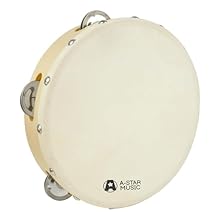 SOUND - Shaped Wooden Shell with spacious 8"/15cm natural skin head enhances the tonal depth of the tambourine. VERSATILE - 5 pairs of fixed polished jingles that give the distinct characteristic percussive sound. Ideal for use by singers, dancers, s...