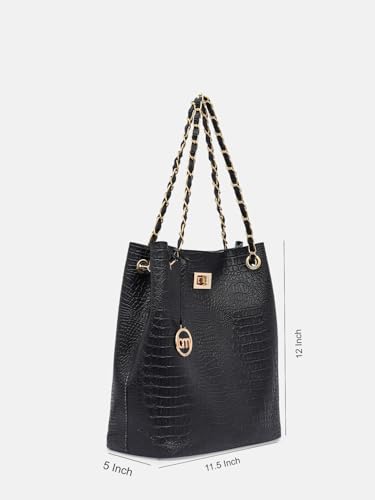 Image of Bagsy Malone Bucket Shaped Tote Bag (Croco Blue)