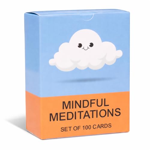 BayWel 100 Mindful Meditations Cards Mindfulness & Meditation SelfCare Prompts | Desk & Travel Deck for Stress Relief Focus Motivation & WellBeing