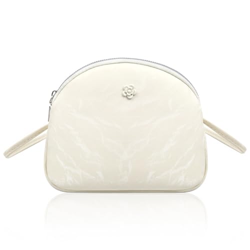 White Crossbody Bags For Women, Adjustable Strap PU Leather Shoulder Bag, Velvet Exterior, Travel Purses Anti Theft Crossbody, Designer Cell Phone Bag Wallet Purses