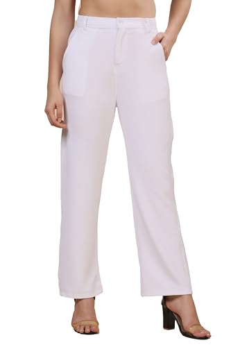 Image of Women's Polycotton Comfort Fit Straight Trousers - Lightweight, Flexible & Skin-Friendly Pants for Work, Travel & Casual Style
