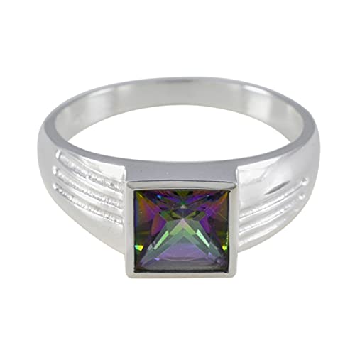 Bague de quartz mystique véritable en argent sterling 925 pour femme