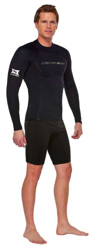 NeoSport Wetsuits Men's XSPAN Long Sleeve Shirt, Black, Small - Diving, Snorkeling & Wakeboarding