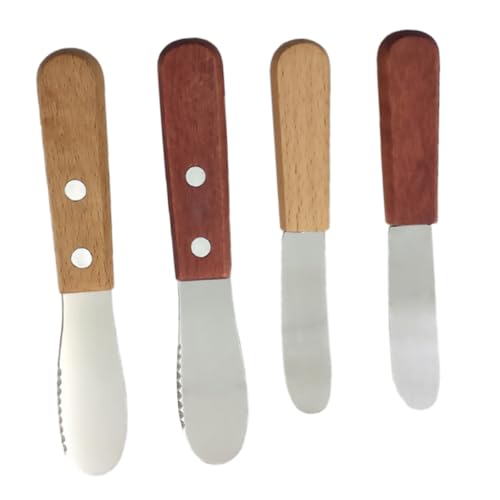 Ciieeo 4Pcs Butter Scrapers Jam Cutlery with Wooden Handle Versatile Kitchen Supplies for Cheese and More