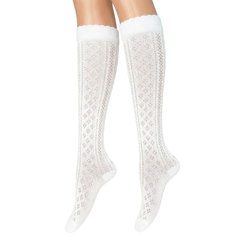 XLIUAX Trachtenstrümpfe Damen, Dirndl Socken Damen, Overknee Strümpfe Trachtenstrümpfe Socken Dirndl Strümpfe Trachtenstrümpfes Häkellook für Hochzeit...