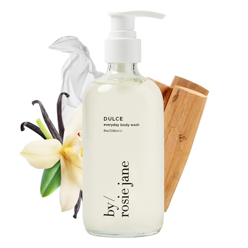 By Rosie Jane Body Wash (Dulce) - Hydrating Body Wash Made with Creamy Vanilla, Brown Sugar & Warm Hinoki Wood - Supports Skin Elasticity & Builds Collagen - Vegan & Non-Toxic (8 Fl Oz)