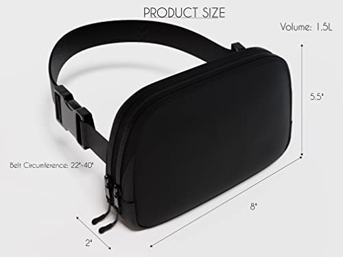 Waist Bag Funny Packs for Women Men Belt Bag with Adjustable Strap Crossbody Bag Fashion Waist Packs Workout Running Travel Bag with Three Zipped Pockets(Classic Black)