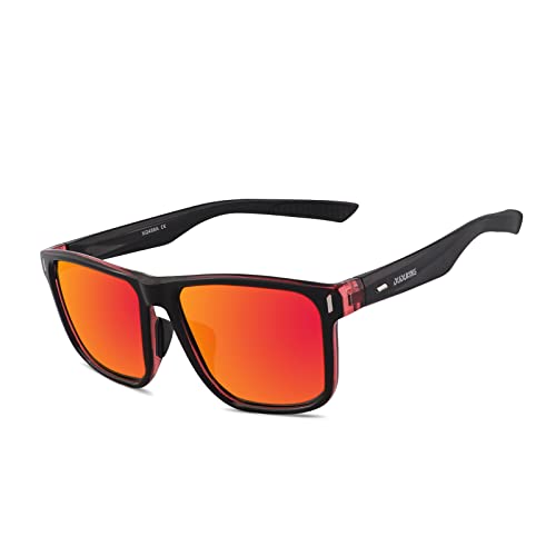 DUDUKING Polarisierte Sonnenbrille Herren Damen, Retro Vintage Fahrrad Sonnenbrille Unisex Fahrradbrille Sports Brille Sunglasses UV400 Schutz Rot Cover