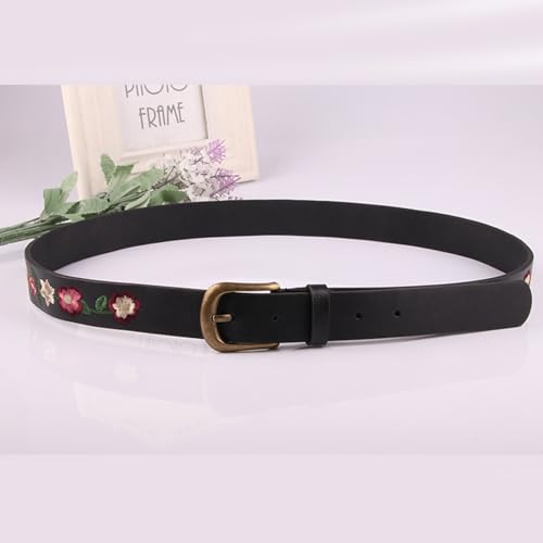 Adjustable Embroidered Flower Waist Belt PU Wide Belt Girls Women Waist Belt for Coat Skirts Jeans4