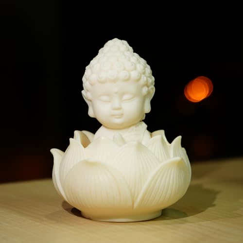 Image of Ekhasa Nostrae Buddha with Lotus Show Pieces for Home Decor Living Room Decor Items | Cute Showpieces Gift Item for Decoration | Serene Center Table Tv Showcase Office Interior Statue Figurines