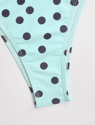 Image of ZAFUL Women's Polka Dot Bikini Set Double Layer Halter Swimsuit Colorblock Side Tie 2 Piece Bathing Suit