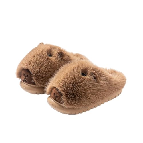 Plush Capybara Closed Toe Slippers for Women Indoor Warm Soft Slip-On House Shoes with Non-Slip Sole