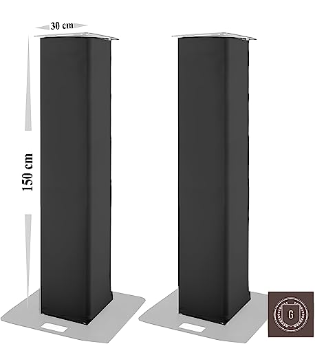 Pair of Totem Covers in Spandex, Truss Cover 30 x 30 cm, Choice of 4 Heights (150 cm Height, Black), 150cm - Image 2
