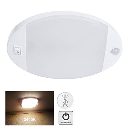 Facon LED Deckenleuchte Innenleuchte mit EIN- / Ausschalter und PIR-Bewegungsmelder 12V Licht für Wohnwagen, Wohnmobile, Wohnwagen, Anhänger, Boote, Schiffe und Fahrzeuge