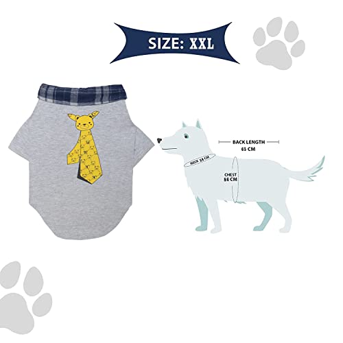 Image of Lulala Dog Shirts Clothes with Tie Print, Soft and Breathable Pet Apparel Outfits for Small Medium Large Dog Clothes Cozy Casual Fashion Costume (Grey, 20Inch)