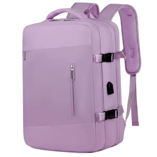 Mochila Viagem Feminina Expansível Impermeável Reforçada Lilás
