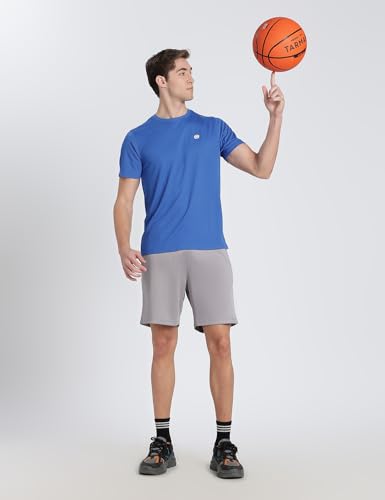 Image of Pump'd Men's Solid Textured Activewear Regular Fit Sports | Activewear | Running | Gym | Plain T-Shirt | Round Neck