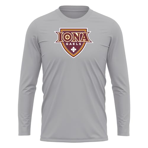 Iona College Men's Long Sleeve Shirt Primary Logo, Athletic Heather, L