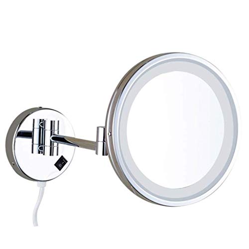 Espejo de maquillaje, espejo de maquillaje Espejo de maquillaje Montaje en pared iluminado LED Espejo de maquillaje de aumento 3X Extensible de una cara para baño Espejo cosmético (A)/a