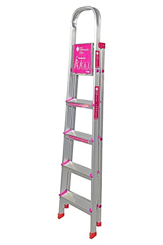 Image of Casa Copenhagen,Designed in Denmark, 5-Step Foldable Aluminium Ladder Laser Cut with Super Advance Sure-Hinge Technology - N-Silver