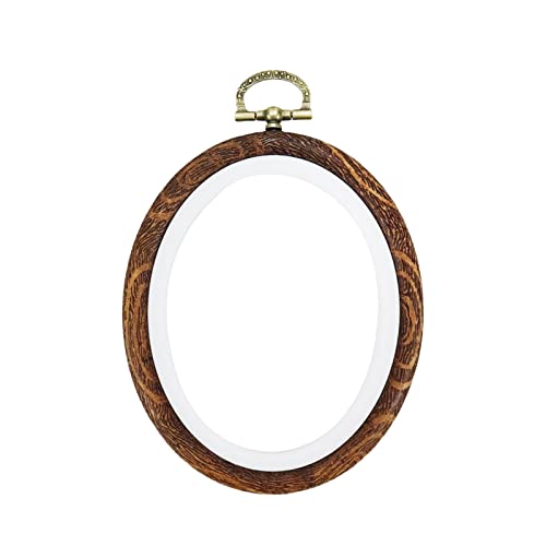 Image of Semetall 4pcs Oval Embroidery Hoops 2.95 inchx3.74 inch Inch | Imitation Wood Embroidery Display Frame Mini Cross Stitch Hoop for Fabric Embroidery and Christmas Decoration
