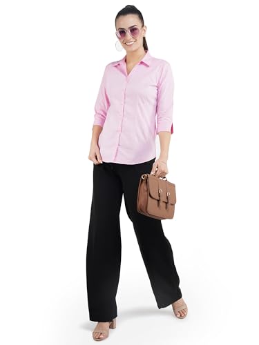 Image of Skyla Women's Cotton Rich Formal Shirt | 3 /4 Sleeve Office Wear | Regular Fit Business Casual Workwear