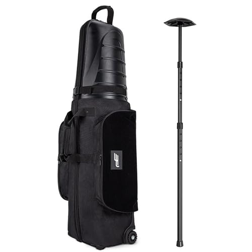 PlayEagle ゴルフバッグカバー ゴルフクラブガード付き ゴルフ用トラベルカバー ホイール付き キャスター付き ハードシェル付き 折りたたみ式 ゴルフバッグ 防水 耐摩耗性 ブラック