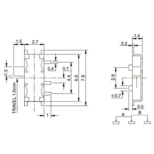 Mini interrupteur coulissant 7 broches anti-encombrement pour PCB - 5