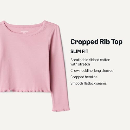 Image of Amazon Essentials Girls and Toddlers' Long-Sleeve Cropped Rib Top