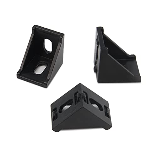 Zeberoxyz 10PCS 3030 Corner Bracket Black Right Angle with M6 Screws 3030Series 2 Hole Aluminum Brackets for Slot 8mm Aluminum Extrusion Profile Accessories (3030 Series Black with Nut) - Image 3
