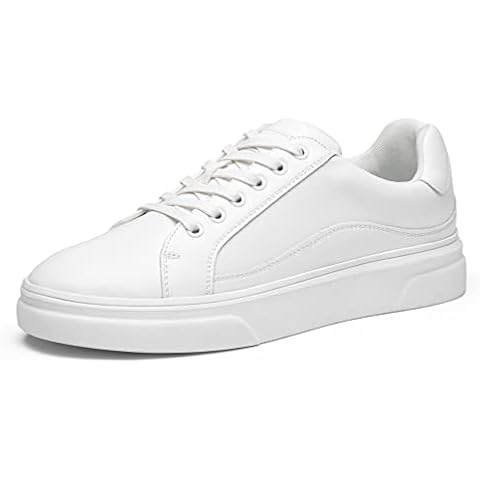 Vostey Men's Fashion Sneakers Classic Casual Shoes for Men Stylish Soft White Shoes Mens Dress Sneakers (BMY5011A White 10) Cover