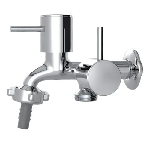 Torneira Dupla de Metal Cromada para Tanque e Máquina de Lavar, 1/4 de Volta