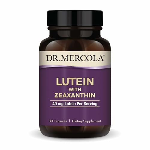 Dr. Mercola Lutein with Zeaxanthin 30 Servings (30 Capsules) 40 mg Lutein Per Serving Dietary Supplement Supports Vision Health and Cognitive Function Non-GMO