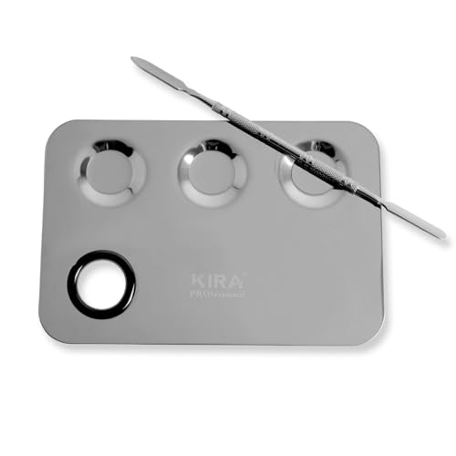 URBAN BOX Cosmetic Mixing Plate, Mixing Palette, Mixing Tray, Cosmetic Mixing Plate, Stainless Steel, Make-up, Professional Rectangular Shape, Slotted Pigment Mixing Palette with Spatula (Pack of 1)