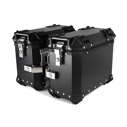 SHQXD Seitenkoffer Motorrad Aluminium Legierung Gepäck Satteltasche Mit Schloss Und Griff Seite Boxen Toolbox Rand Zubehör Für CB 500 X CB500 CB500X(Nero,38L)